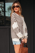 Striped Patchwork Henley Top