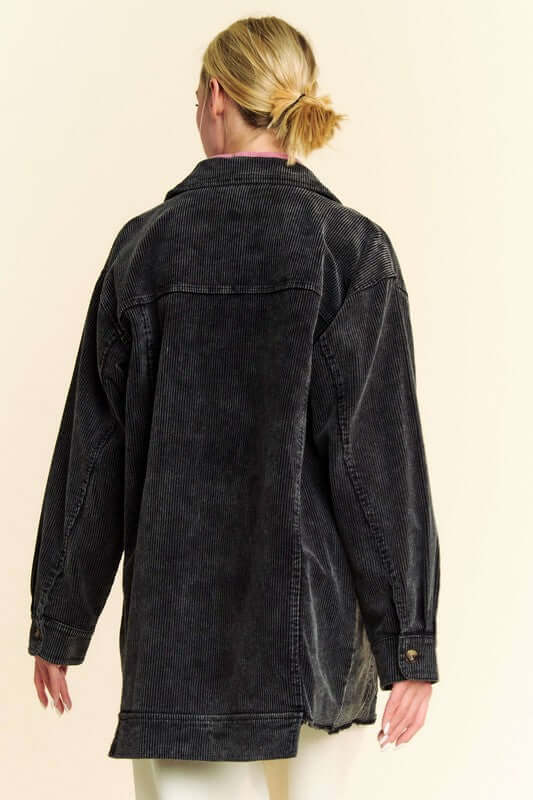 Washed Corduroy Raw Hem Jacket