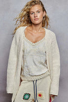 Open Front Knit Cardigan with Front Pocket