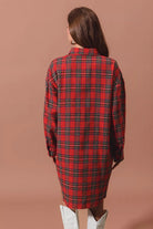 Christmas Plaid Button Up Shirt Dress