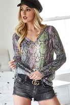 Snakeskin Print Low Gauge Hacci Top