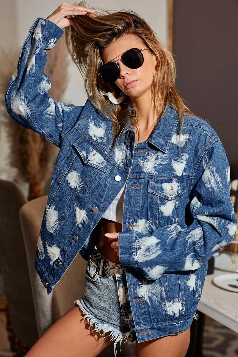 Washed Tie Dye Denim Jacket