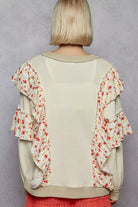 Sweater with Floral Ruffle Detail