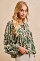 Printed Woven Front Tied Blouse