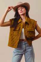 Triangle Quilting Stitch Button Up Vest