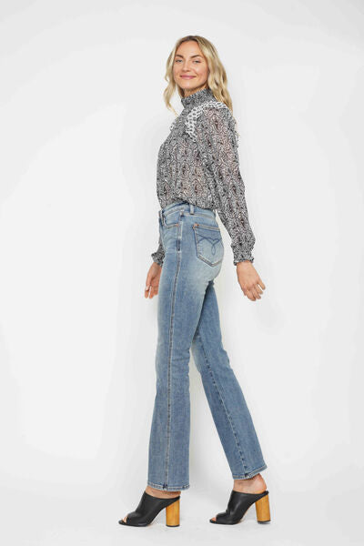 Tummy Control Back Embroidered Bootcut Jeans