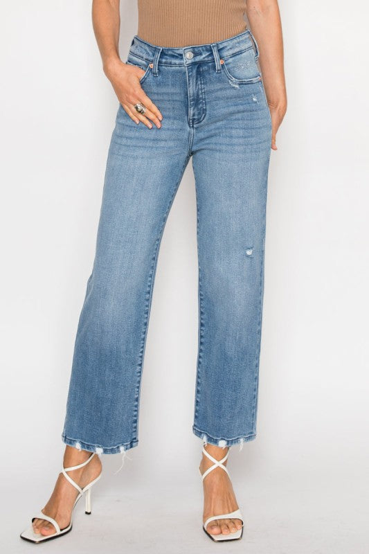 High Rise Tummy Control Straight Jeans