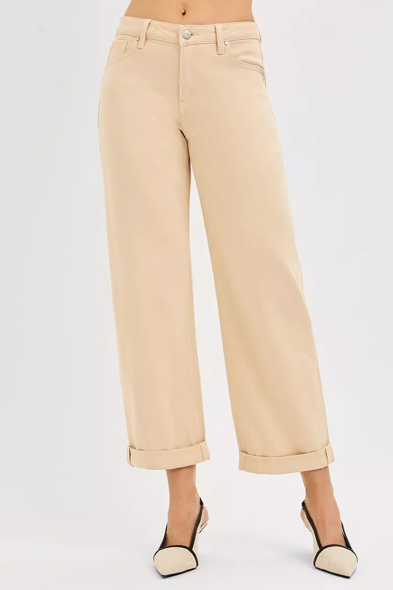 Tummy Control Mid Rise Ankle Barrel Jeans