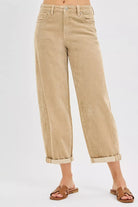 High Rise Crop Barrel Corduroy Pants