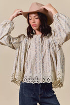 Floral Print Lace Button Down Shirt