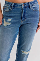 Mid Rise Boyfriend Destroy Release Hem Jeans