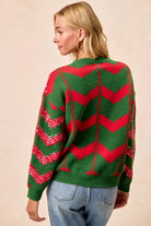 Chevron Sequins Detail Sweater