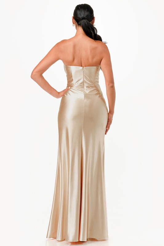 Strapless Ruched Full-Length Gown