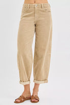 High Rise Crop Barrel Corduroy Pants