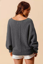 SO ME Loose Fit Exposed Seam Slouchy Boucle Sweater