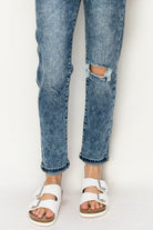 High Rise Stretch Distressed Mom Jeans