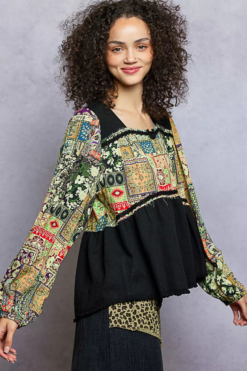 Balloon Sleeve Peplum Blouse