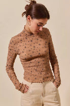 Floral Print Textured Knit Top
