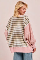 Striped Top With Cut Edge And Reverse Outseam