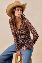 Leopard Printed Mesh Button Up Shirt