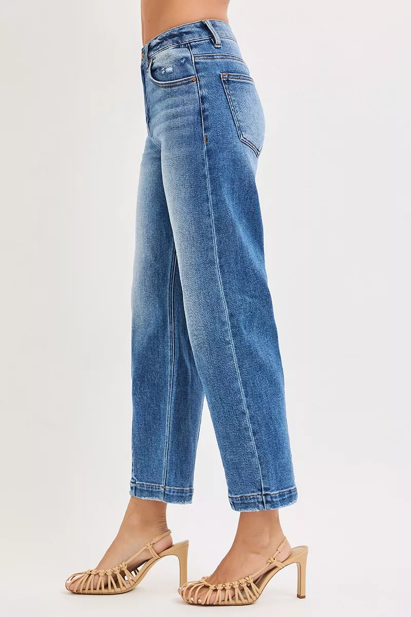 High Rise Crop Boyfriend Tapered Jeans