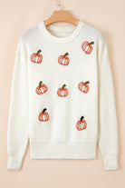 Pumpkin Embroidered Sweater