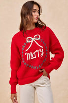 BiBi Christmas Wreath Merry Letter Knit Top