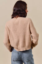 Plaid Tape Lace Up Ribbed Sweater