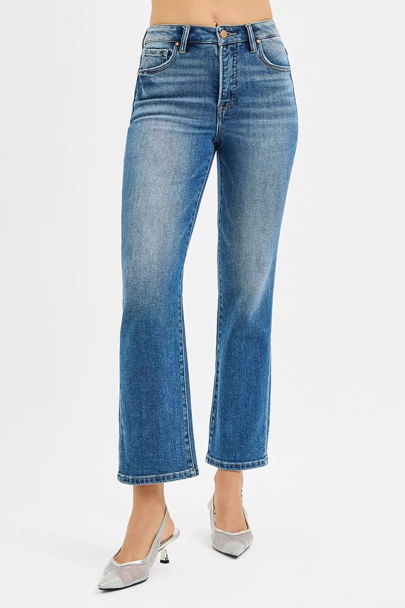 Tummy Control High Rise Crop Straight Jeans