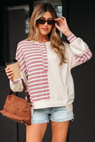Striped Patchwork Henley Top
