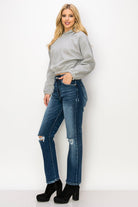 High Rise Stretch Straight Jeans