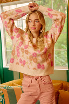 Towel Texture Floral Pattern Sweater