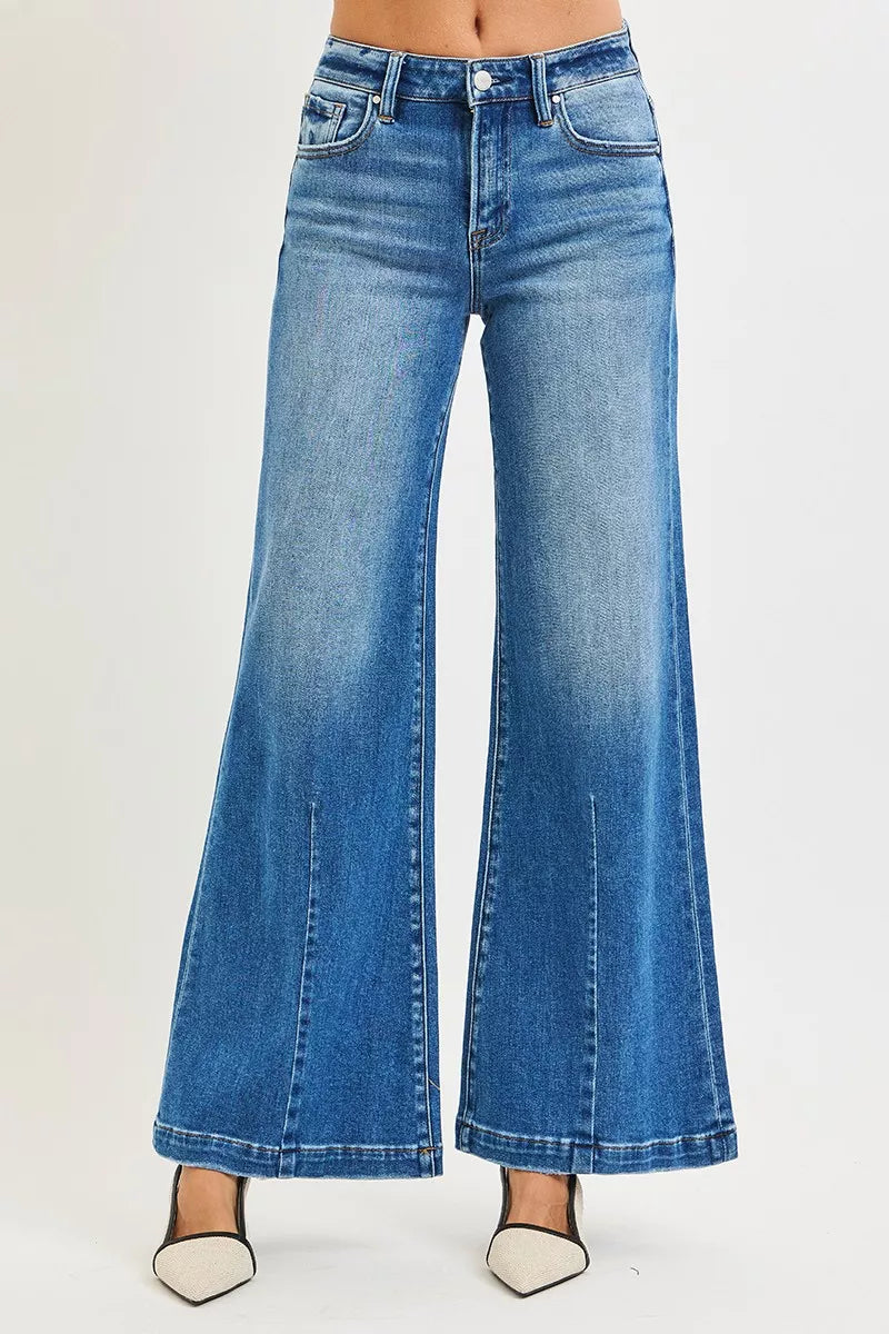 Mid Rise Wide Leg Jeans