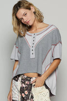 Contrast Stitching Top with Back Strap Detail