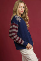 Flower Jacquard Striped Sweater