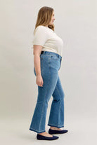 Mid Rise Slim Bootcut Tummy Control Release Hem Jeans