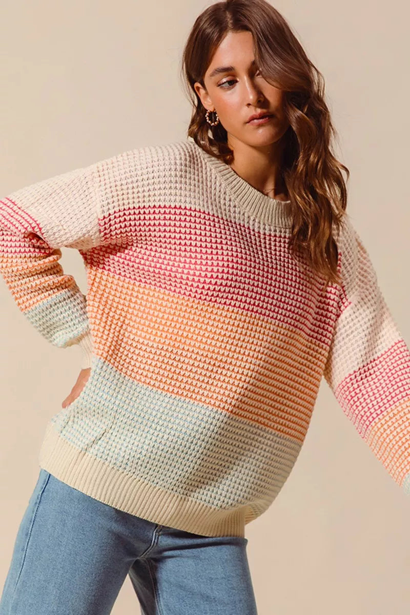 Color Block Long Sleeve Sweater