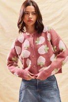 Strawberry Pattern Button-Up Cardigan