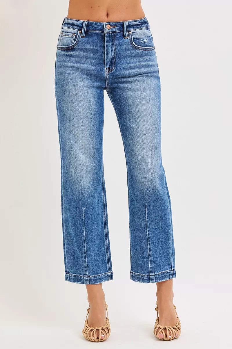 High Rise Crop Boyfriend Tapered Jeans