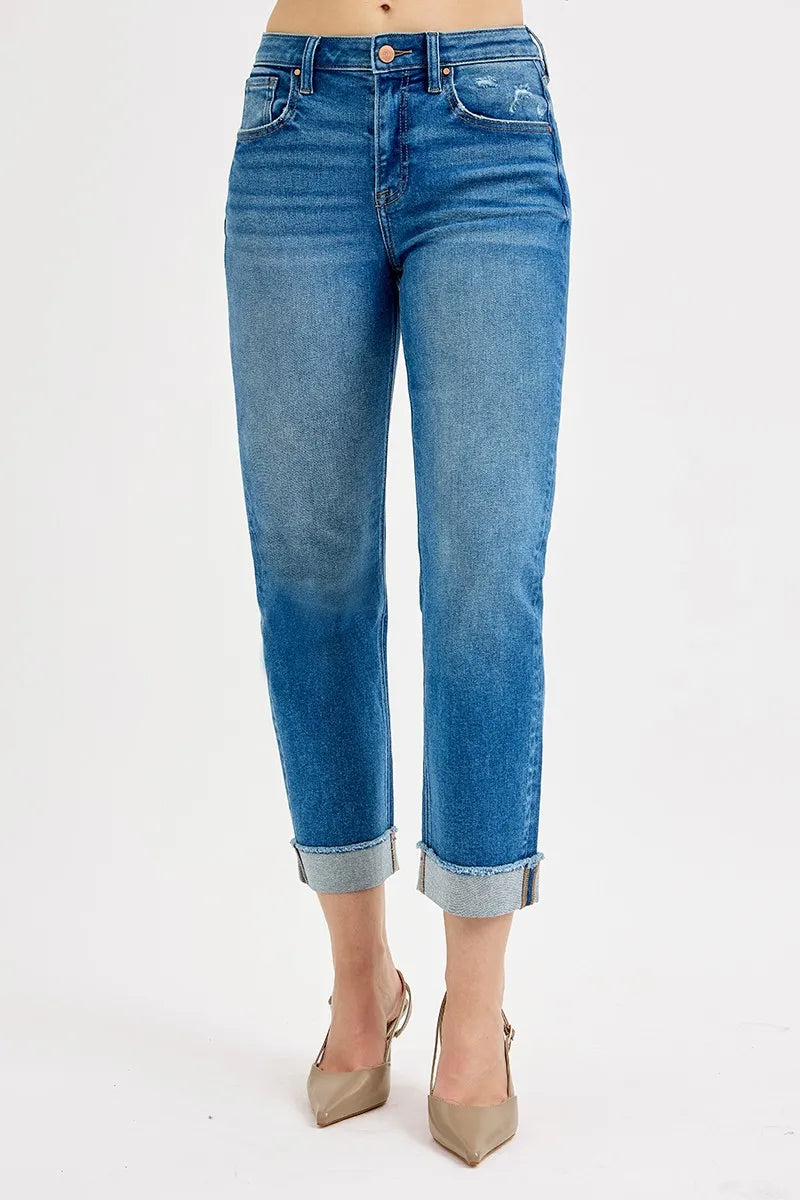High Rise Boyfriend Fit Cropped Jeans