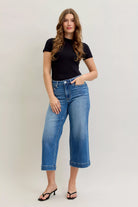 Mid Rise Crop Wide Leg Jeans