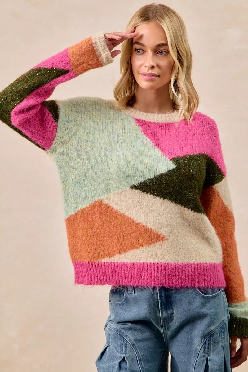 Multi Color Block Sweater