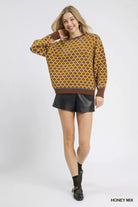 Abstract Print Crew Neck Sweater
