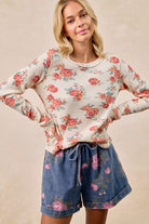 Floral Washed Waffle Thermal Top