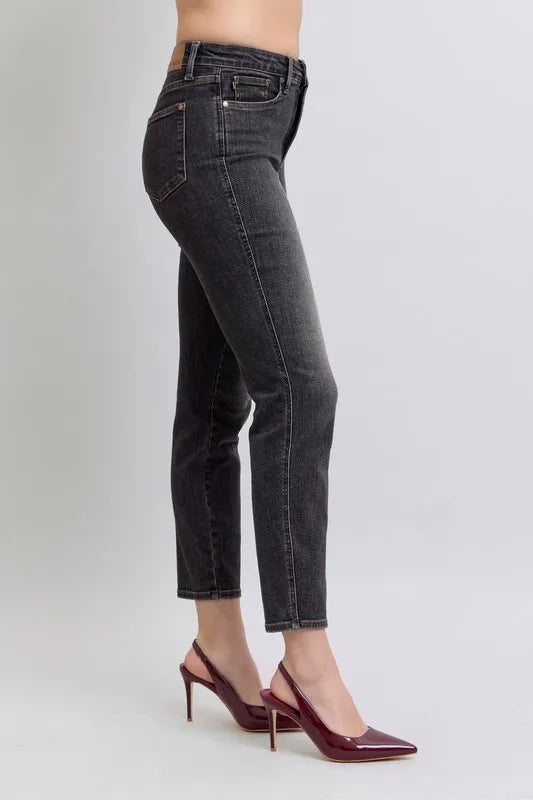 Mid Rise Tummy Control Slim Jeans