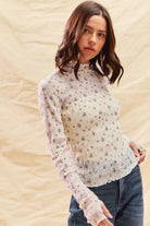 Floral Print Textured Knit Top