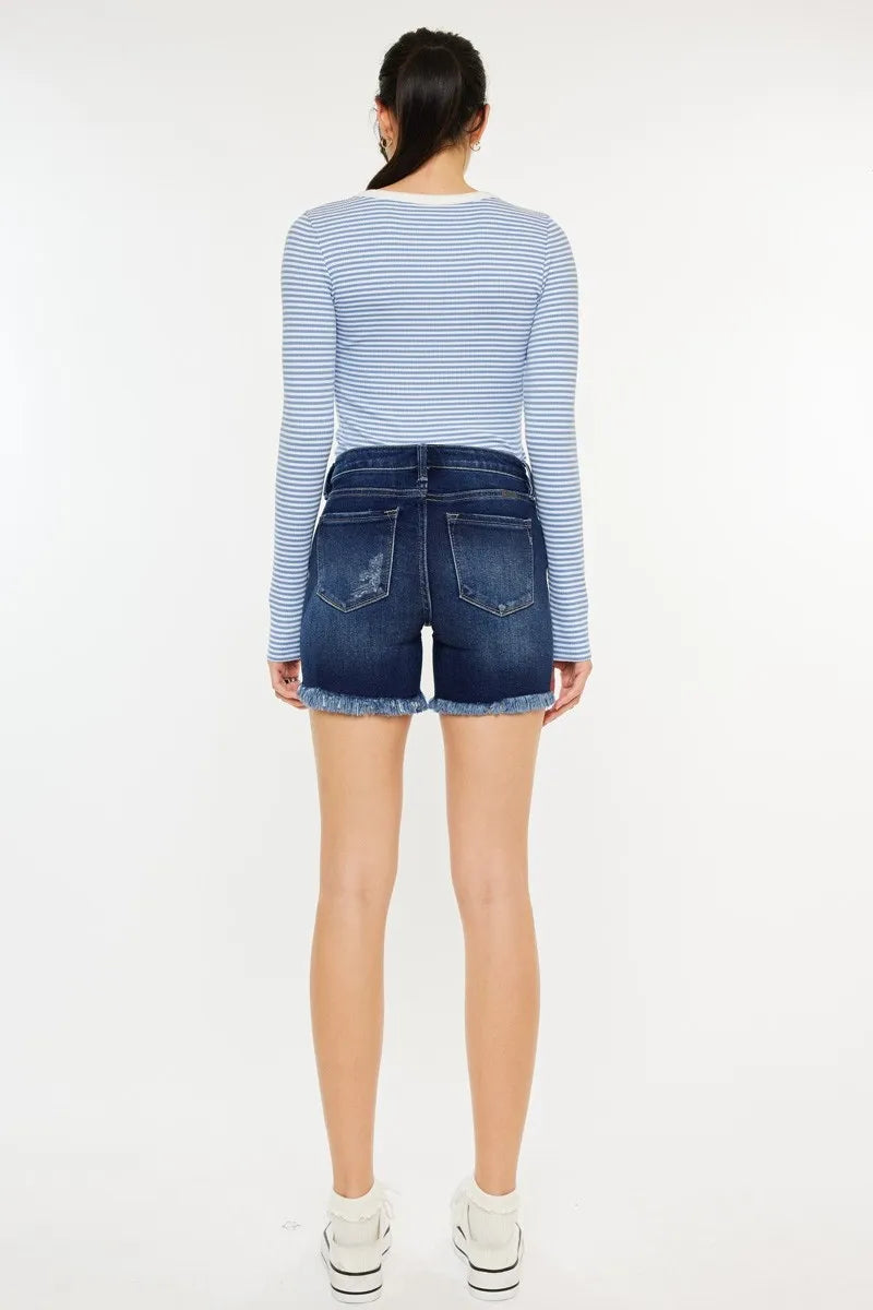 Mid Rise Button Fly Denim Shorts