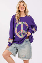 Peace Applique Patch Long Sleeve Top