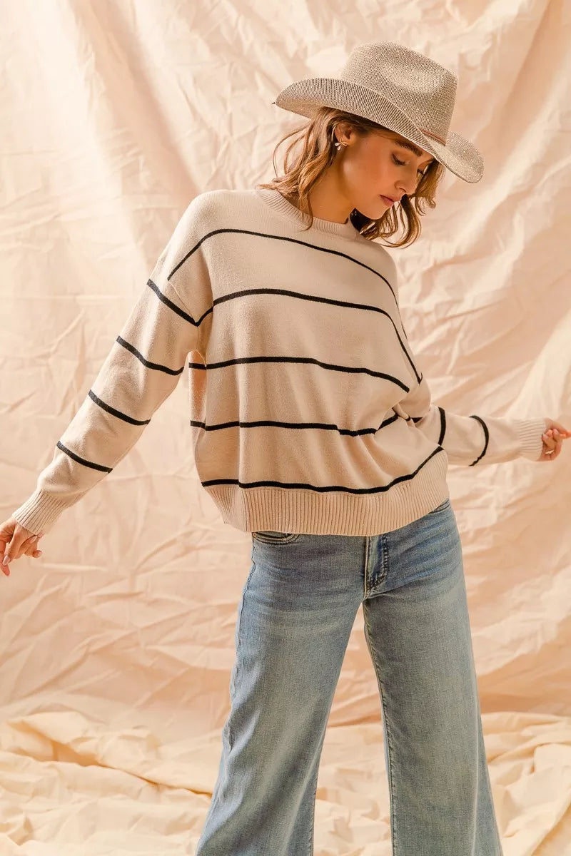 Stripe Crew Neck Sweater