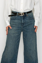 TUMMY CONTROL HIGH RISE CUFFED WIDE LEG JEANS